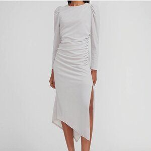 Express Velvet Ruched Side Asymmetrical Midi Dress, Size L